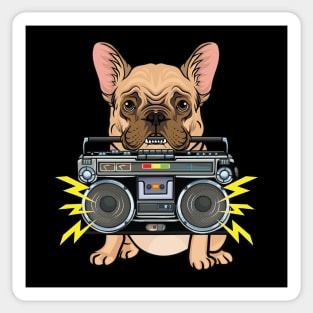 dog biting boombox Sticker